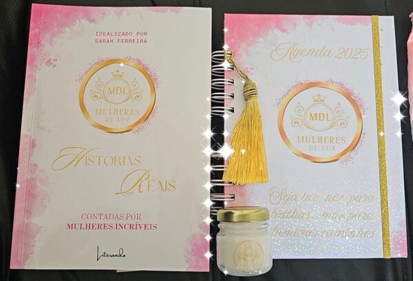Combo: Livro + Vela Aromática de Lavanda + Agenda 2025